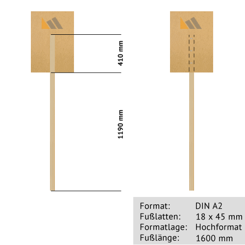 Transparente zum Bekleben DIN A2 | 20 mm x 2000 mm Rundholz-Tragestab | Sperrholz 6 mm wasserfest ve