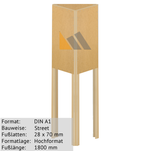Holz-Dreieckständer zum Bekleben mit Plakaten DIN A1 28 x 70 mm günstig online kaufen bei McPoster.com