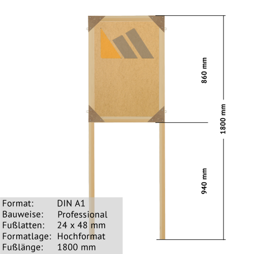 DIN A1 Holz-Plakatständer zum Bekleben mit Plakaten günstig online kaufen bei McPoster.com
