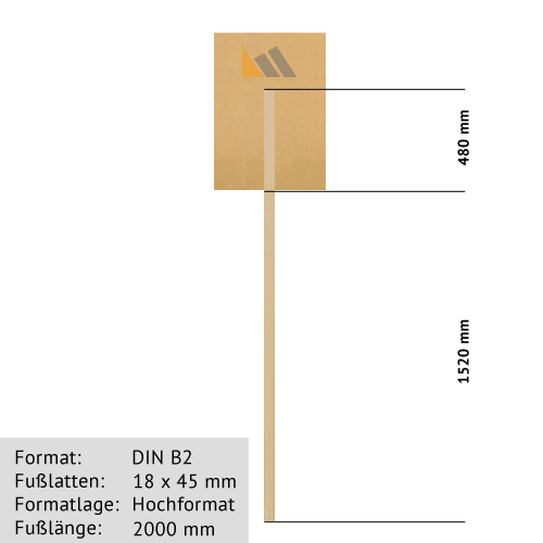 Transparente zum Bekleben DIN B2 | 20 mm x 2000 mm Rundholz-Tragestab | Sperrholz 6 mm wasserfest ve